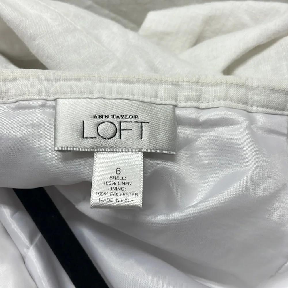 White linen Ann Taylor LOFT size 6 skirt lined w/zipper - Picture 6 of 6
